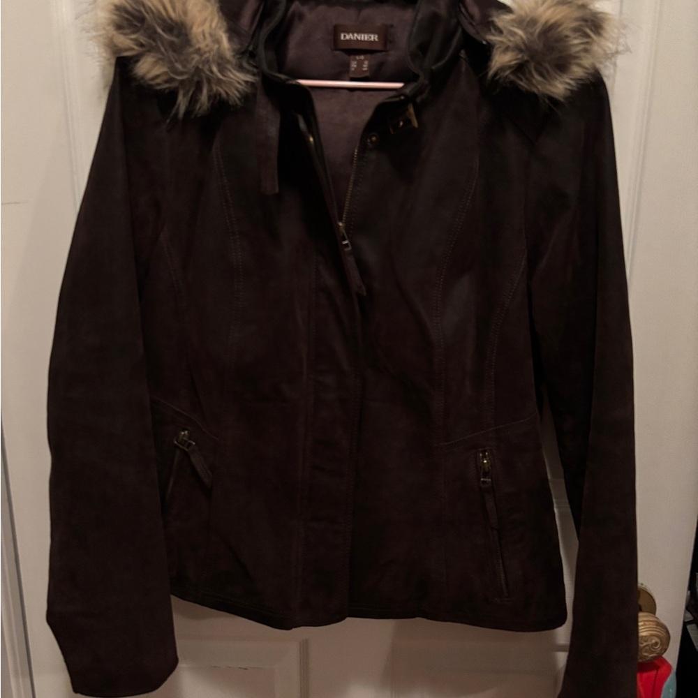Danier Brown Jacket with Faux Fur Hood Thinsulate
